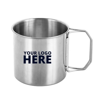12oz Stainless Steel Outdoor Folding Coffee Mugs With Handles