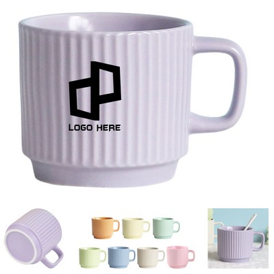 9Oz Striped Groove Ceramic Mug